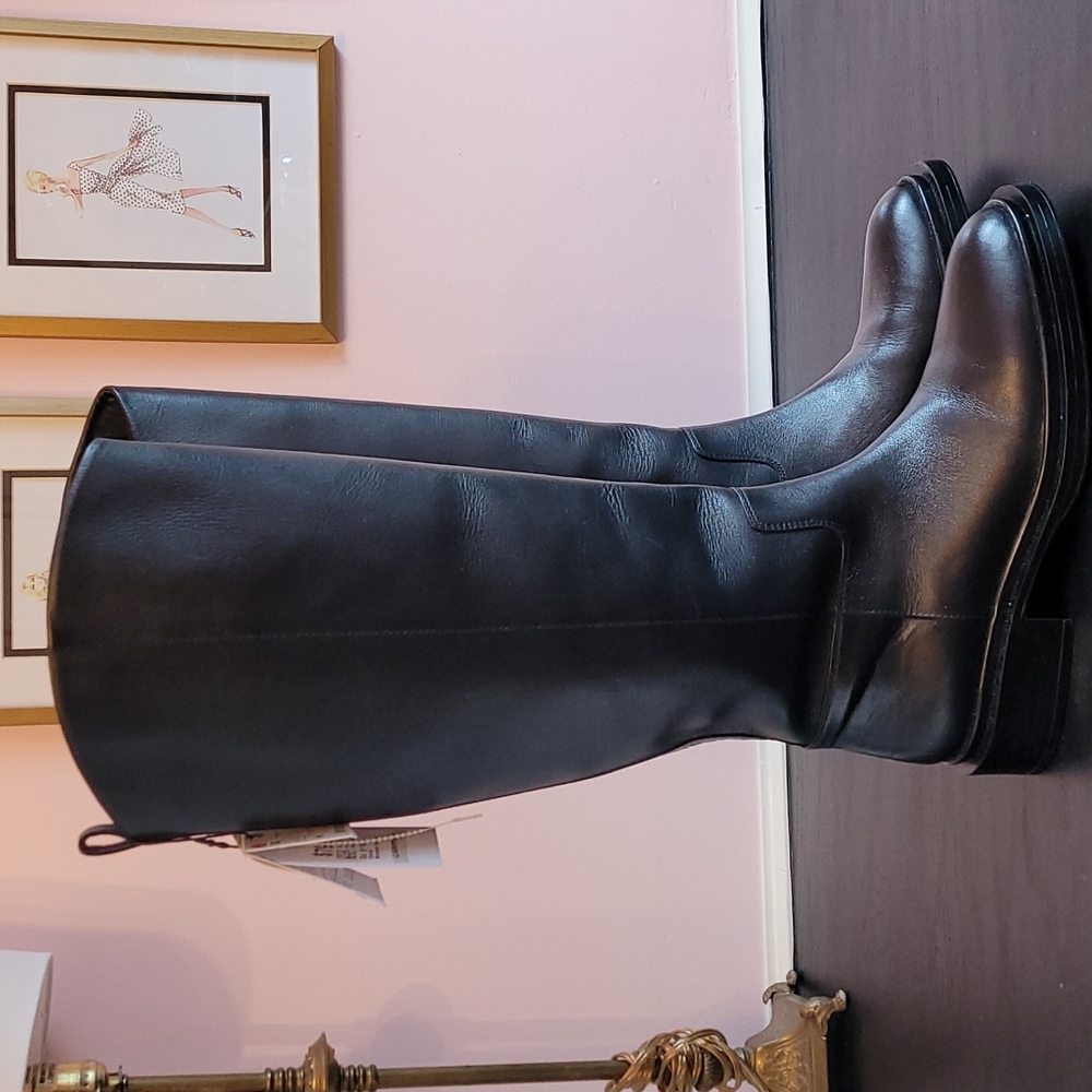 NWT ZARA black leather boots